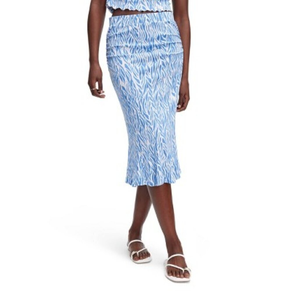 DVF for Target Women's A-Line Sea Twig Blue Midi Knit Skirt Size 1X NWT - Picture 1 of 7